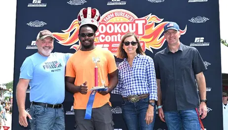 Michaiah Jones' citrus smoked turkey breast named grand champion of Iowa Farm Bureau's 62nd annual Cookout Contest at the Iowa State Fair 