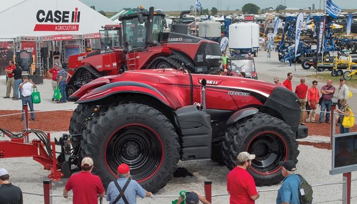 Case IH’s autonomous concept tractor display at the Farm Progress Show in Boone drew a steady stream of farmers who were curious about the futuristic tractor’s design and functionality. PHOTO/GARY FANDEL