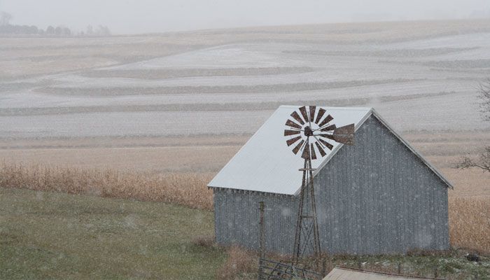 Iowa winter barn