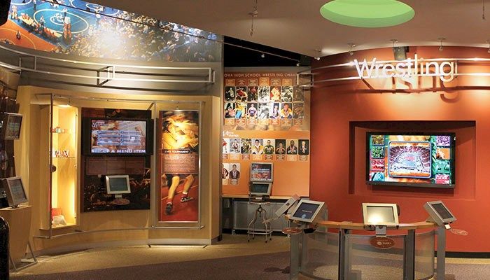 The Iowa Hall of Pride is a popular destination during state wrestling and basketball tournament time. It's located in the Iowa Events Center and features more than 46 interactive games and exhibits.