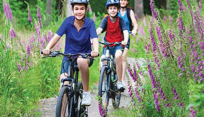 Kids riding bikes