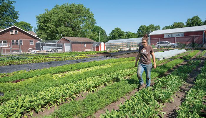 Jenny Quiner, owner and manager of Dogpatch Urban Gardens in Des Moines, says her family started the urban farm to give back to their community. "We live here, and with this farm, we want to make this community stronger," she says.