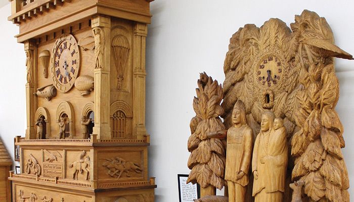The Bily Clocks Museum in Spillville offers an impressive display of handcrafted clocks by two local woodworkers in the early 1900s. It's one of many unusual destinations travelers can find in northeast Iowa.