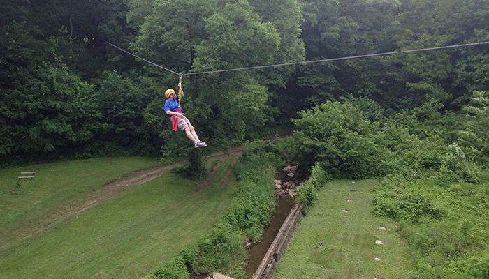 Ziplining allows Iowans to see the fall colors from the treetops. The YMCA Union Park Camp in Dubuque is one of several eastern Iowa locations offering ziplining adventures.