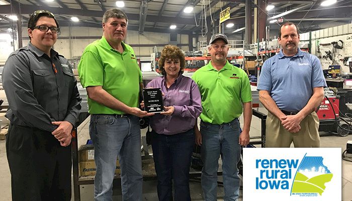 Aluma trailers receiving the Renew Rural Iowa Award