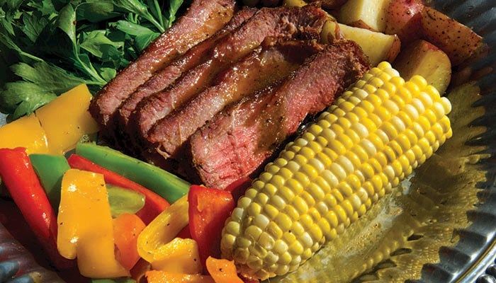 beef, corn, vegetables