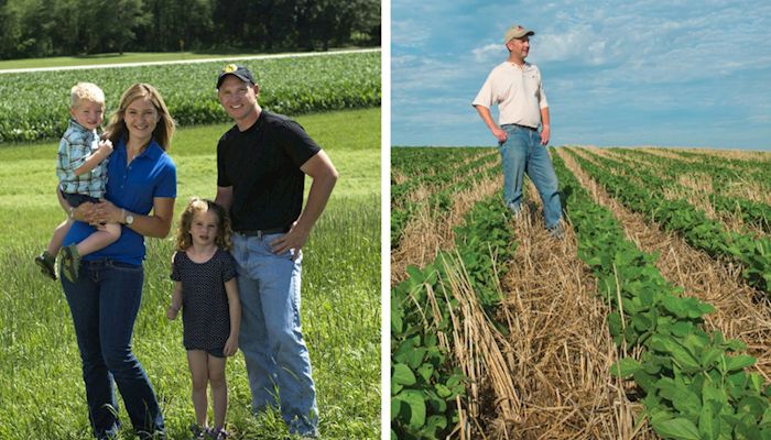 Iowa farmers and conservationists Mark Kenney (pictured left with his family) and Doug Adams (pictured right) were on hand when Governor Kim Reynolds signed a long-term water quality funding bill into law.