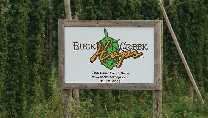 Buck Creek Hops sign