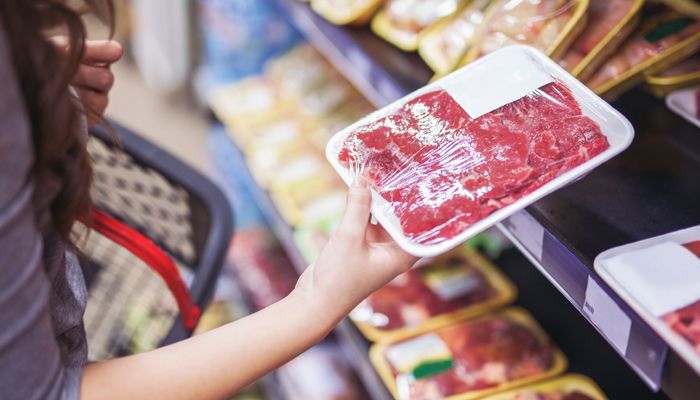 Meat section grocery store