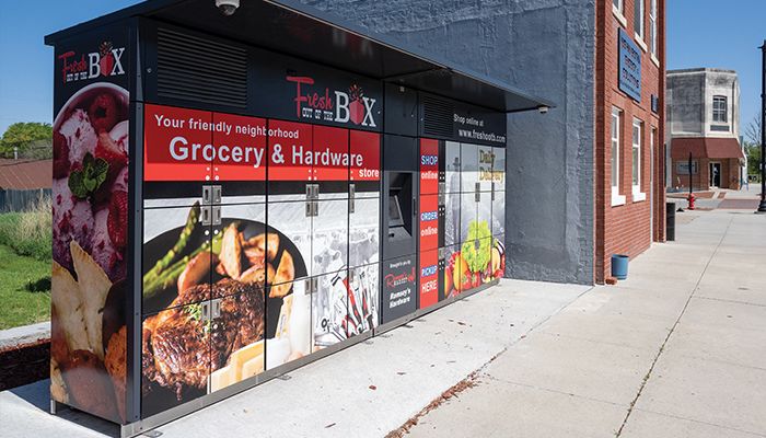 Food lockers deliver groceries and hardware to rural Iowans.