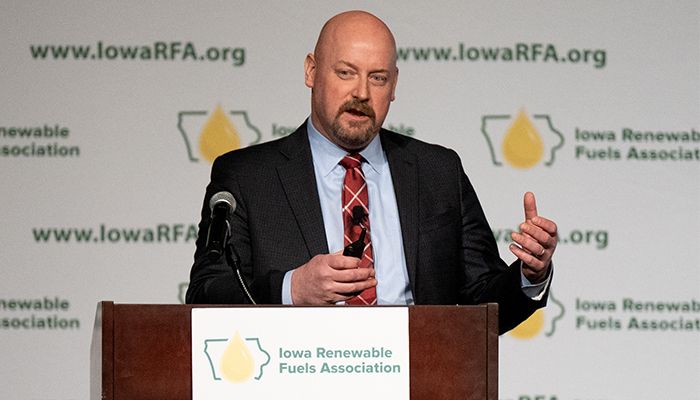 Geoff Cooper, CEO of the Renewable Fuels Association, speaking last week during the Iowa Renewable Fuels Summit. 