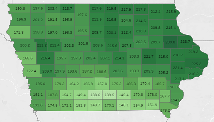 Iowa County Corn and Soybean Yields