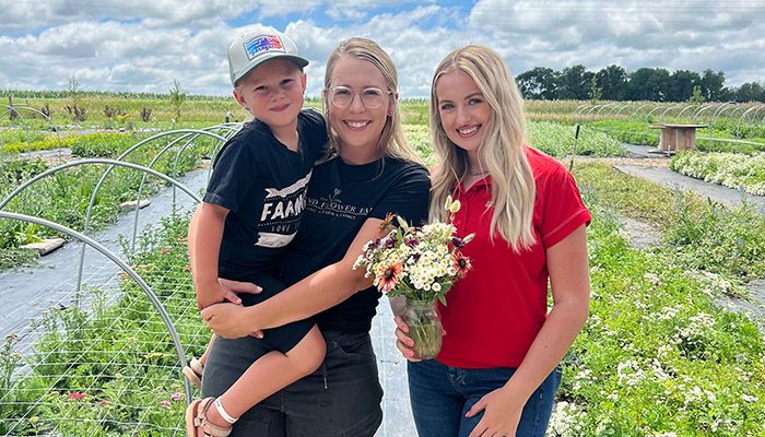 Intern Kadence Overby and Jade Hubers of Holland Flower Farm