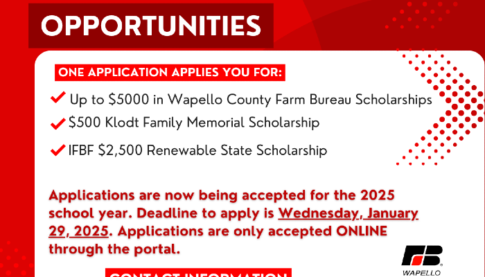 Wapello County Farm Bureau Scholarships