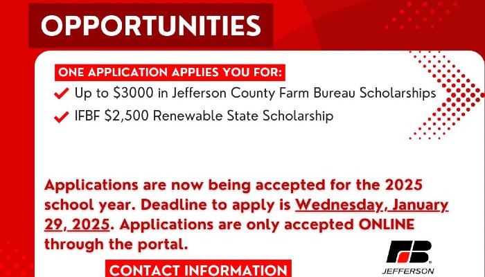 County Farm Bureau Scholarship Deadline Approaching
