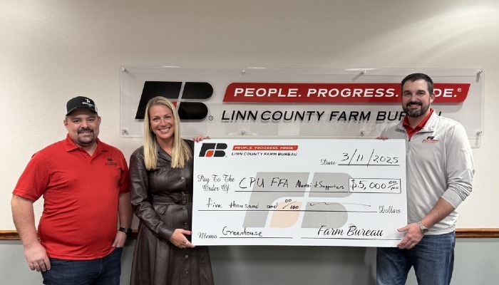 Linn County Farm Bureau Donates to CPU FFA Greenhouse