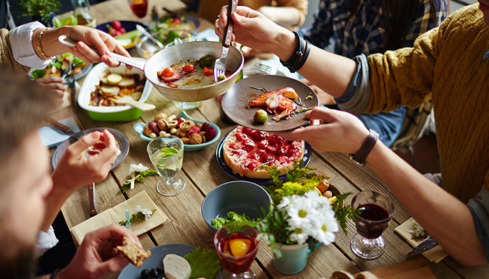 a family eating