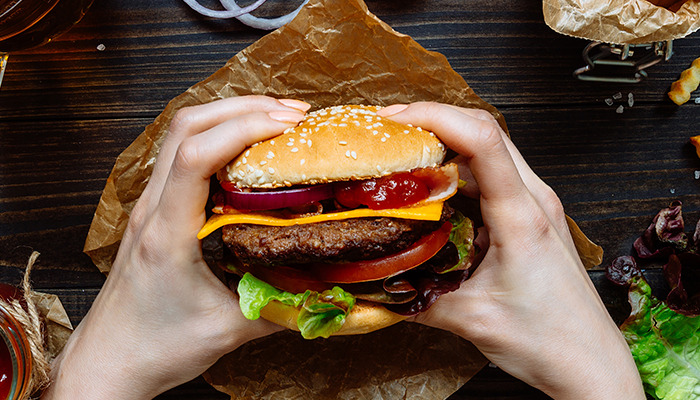 eating a burger