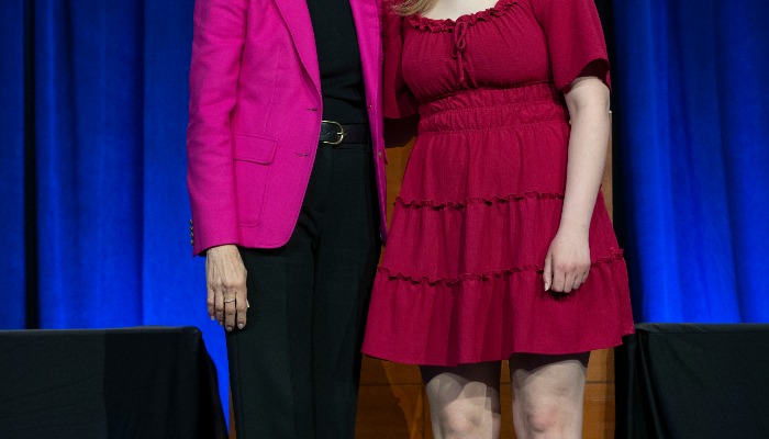 Gov. Reynolds and Tori Richart. Recognition by Gov. Reynolds for academic excellence