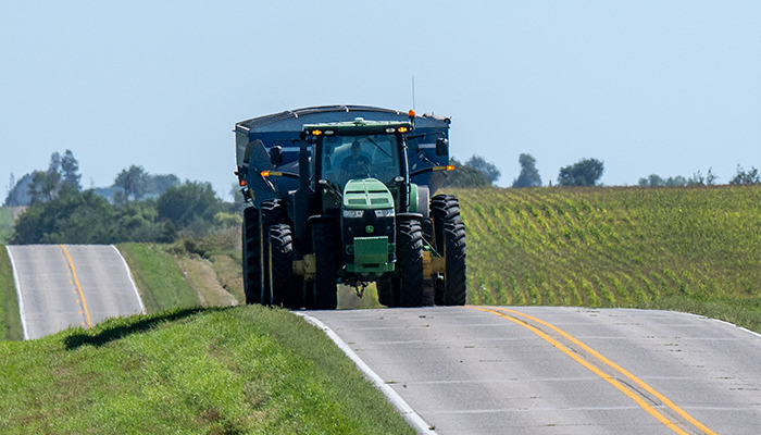Tractor on the road