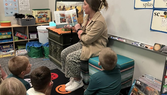  First graders at Strong Roots Christian School explore turkey agriculture