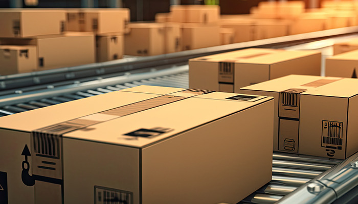 Boxes on a conveyer belt