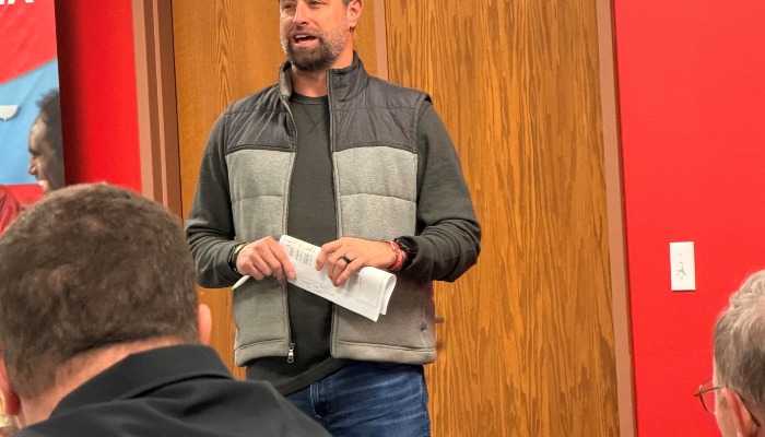 Farm Bureau Financial Services District Manager T. Scott Nevitt visits January WCFB board meeting