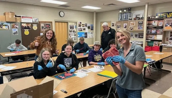 Story County Farm Bureau AITC Presents meat lesson to Nevada High School