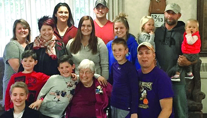 Virginia Striegel with her grandchildren