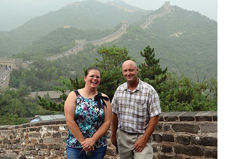 Farm Bureau members Hilary Lanman and Darren Luers take a break from their hike on the Great Wall of China.