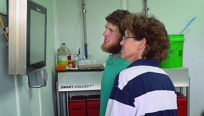 Dan and Pam Bolin doing dairy chores