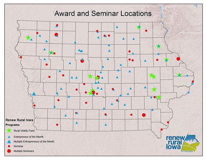 Iowa communities helped by Iowa Farm Bureau's Renew Rural Iowa