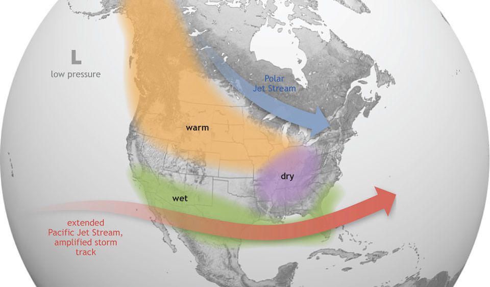 a graphic showing el nino weather pattern over nation