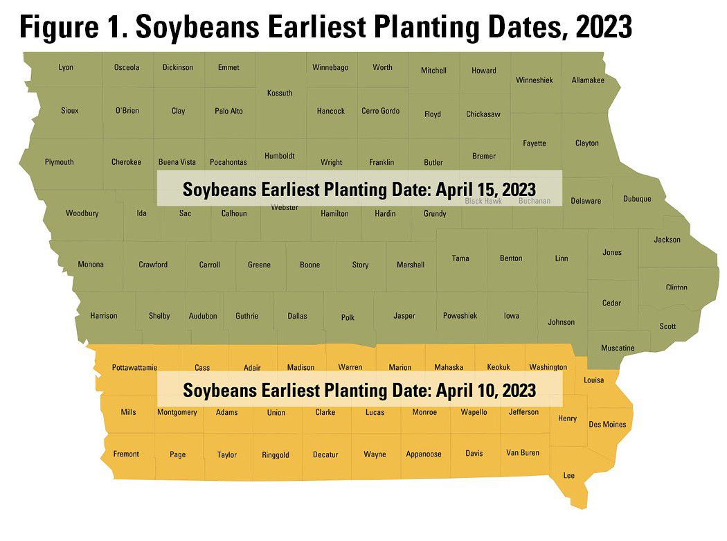 Iowa map of planting dates